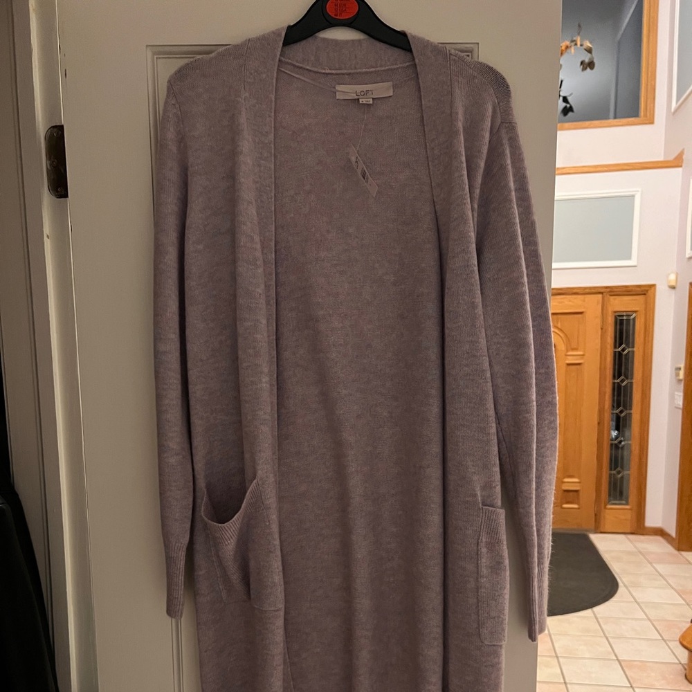 Loft long sweater light purple with tiny color specks